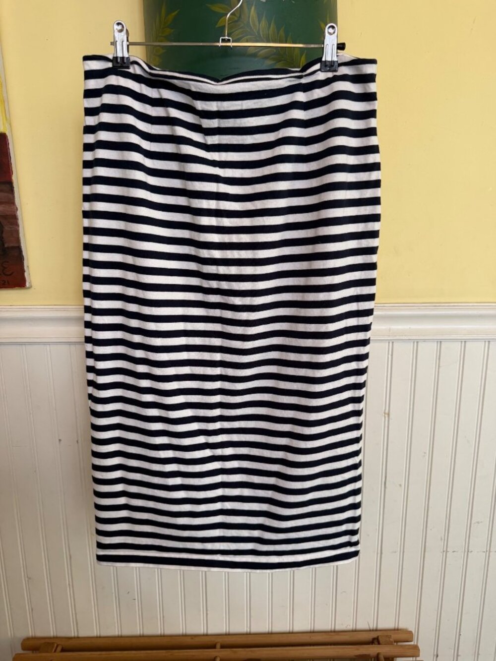 J. Crew 14 Blue White Striped Tube Pencil Skirt Stretch